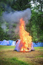 burning tent 