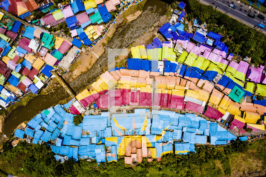 colorful painted roofs 