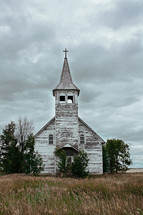 old abandoned church in a prairie
