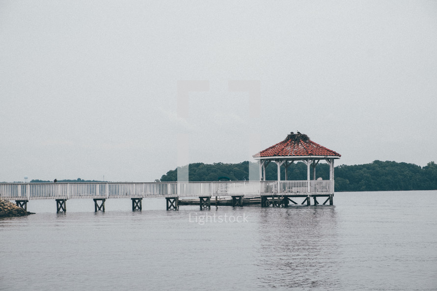 gazebo at the end of a dock 