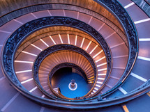 Bramante Staircase is a double helix, having two staircases allowing people to ascend without meeting 