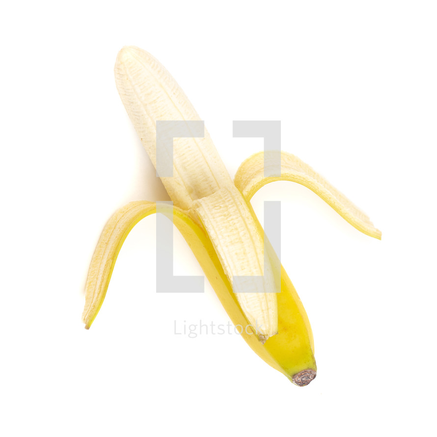 Whole Pealed Banana Isolated on a White Background