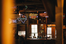 neon lights in a Texas bar 