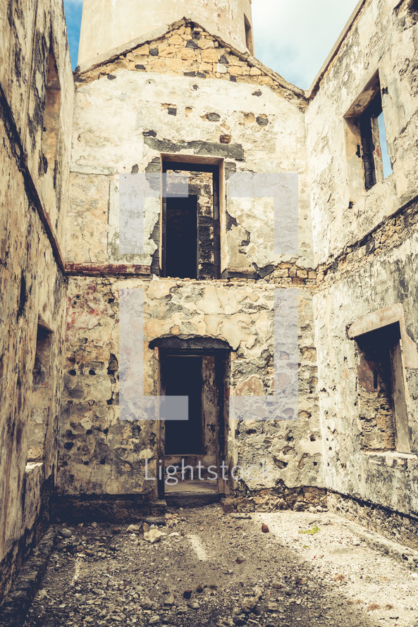 walls of a building in ruins 