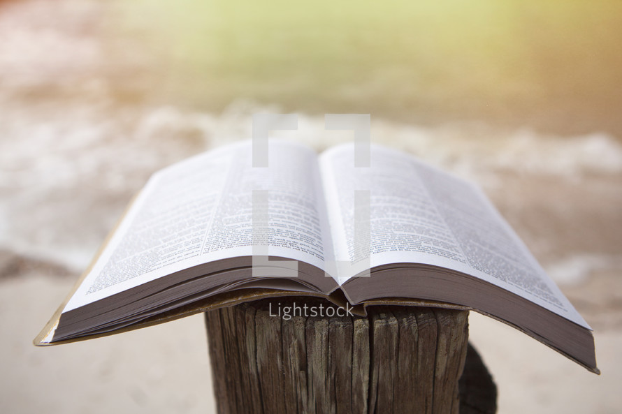 Bible on Beach with Copy Space