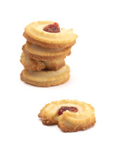 Strawberry Jam Filled Shortbread on a White Background