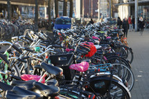 rows of parked bicycles 