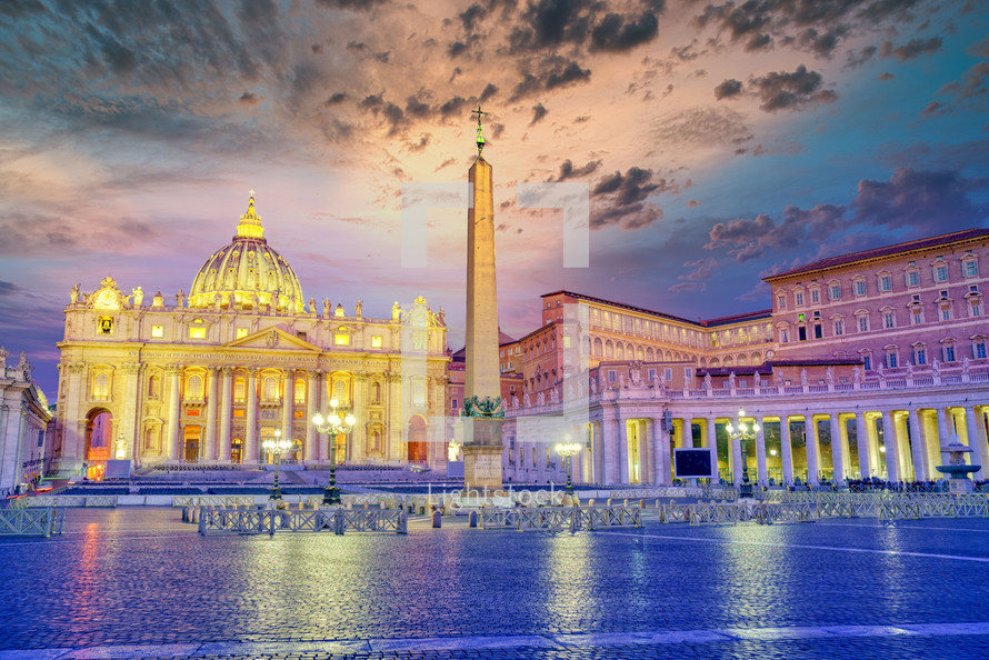 St Peter Cathedral, Rome, Italy. Sunset