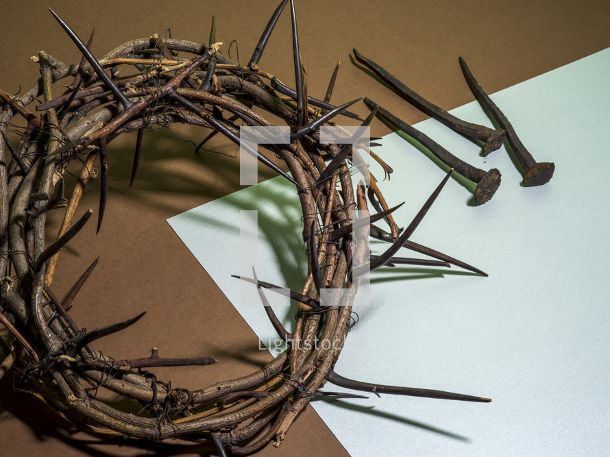 crown of thorns and 3 nails 