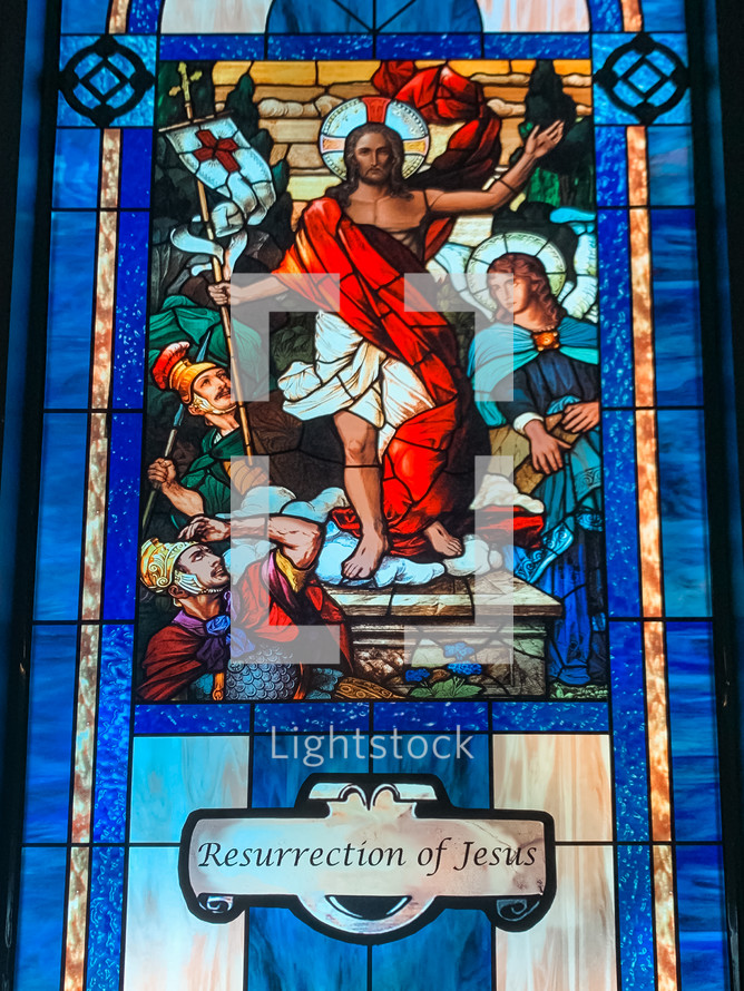 Resurrection of Jesus stain glass window 