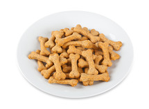 Dog biscuits on white background