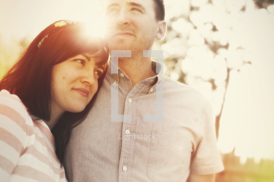love between a husband and wife with colorful light leaks
