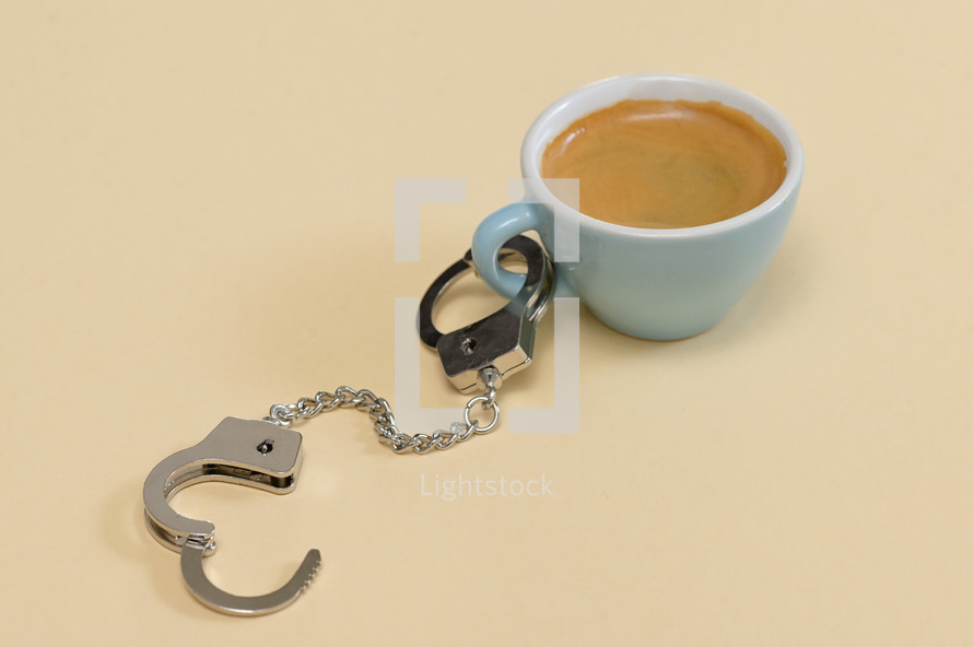 Addiction Espresso Cup and Handcuffs