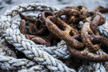 rusty chains and rope 