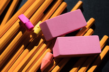 pencils and erasers 