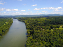 aerial view over a river 