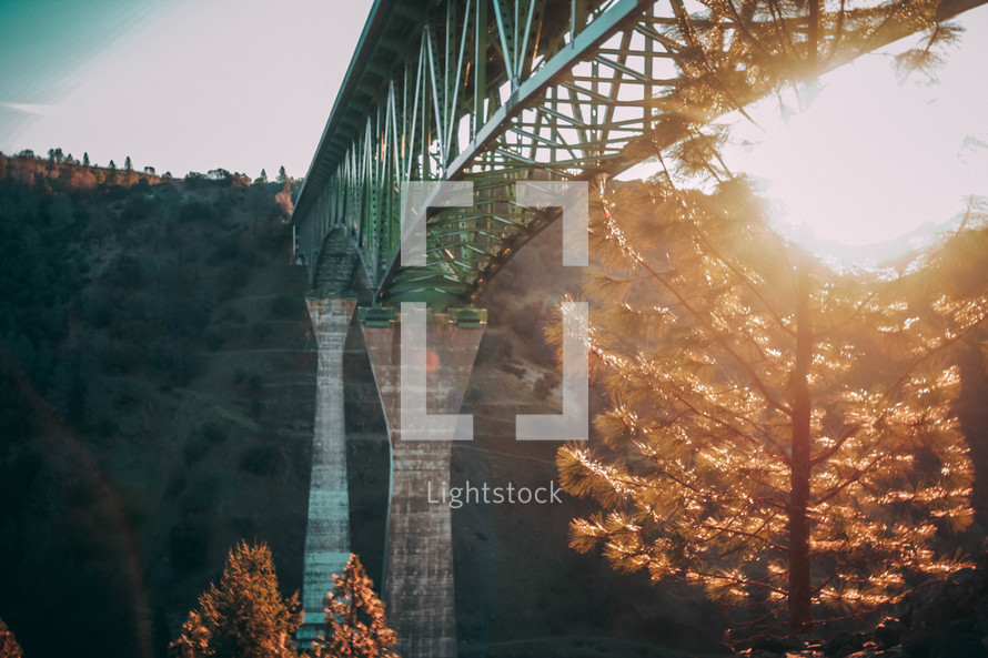 a bridge at sunset 