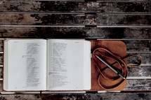 open leather bound Bible 