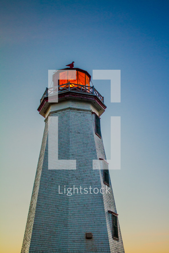 glowing light in a lighthouse 