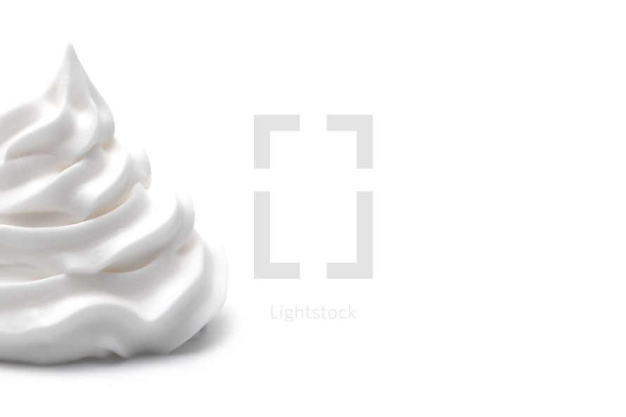 Swirl of Whipped Cream on a White Background