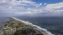 aerial view over a beach 