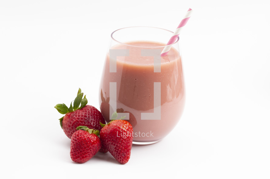 Strawberry Smoothie Isolated on a White Background