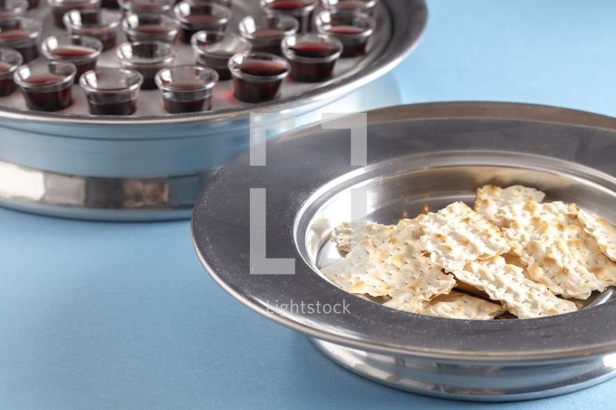 communion elements in trays