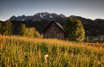 shed and a mountain 