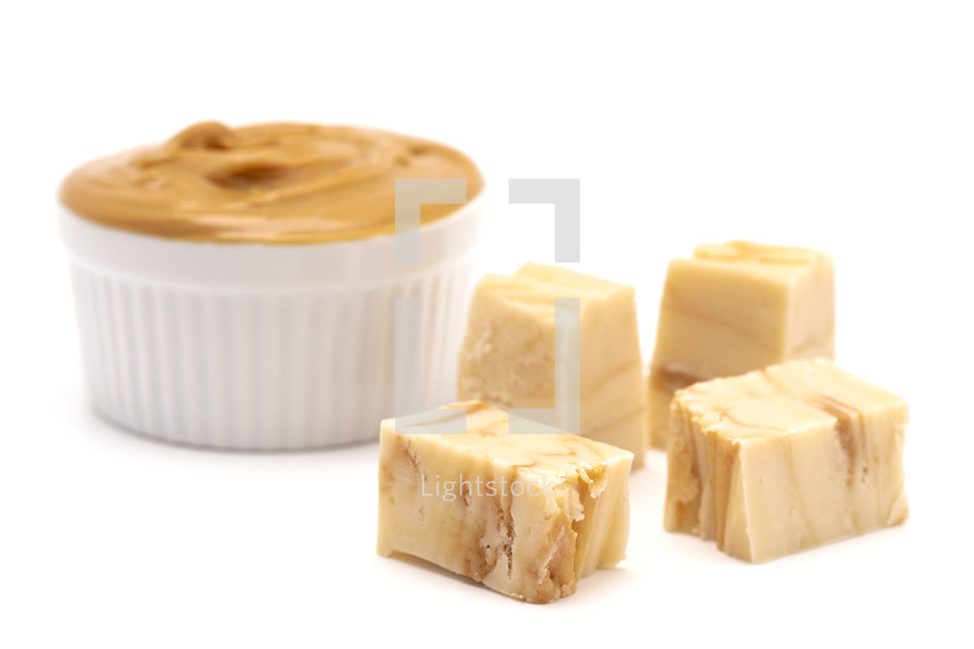 Swirly Peanut Butter Fudge Isolated on a White Background