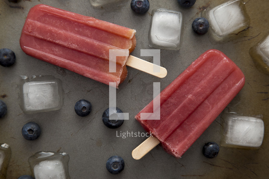 Frozen Homeamde Blueberry Popsicles