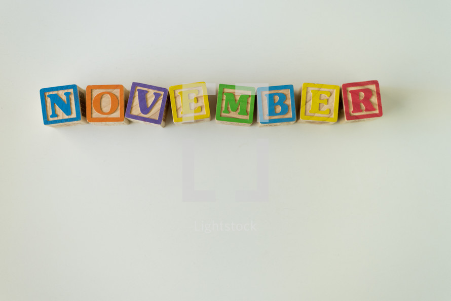 word November in wooden blocks 