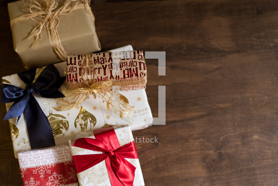 border of Christmas gifts 