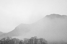 fog over mountain peaks 