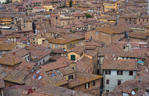 aerial view over tile roofs in Italy 