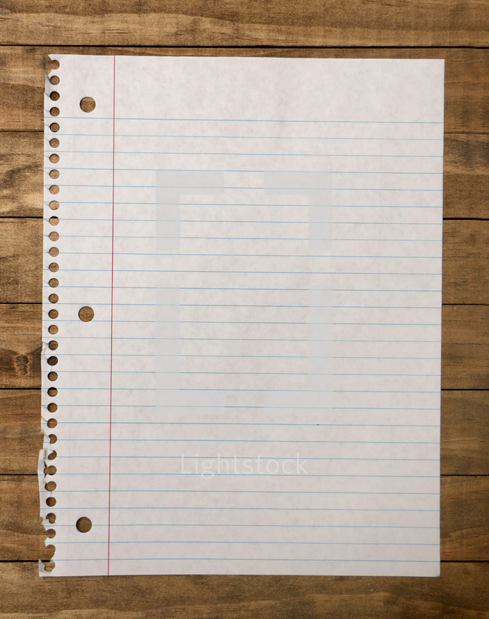 torn out notebook paper