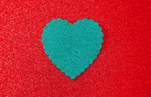 blue heart on red 