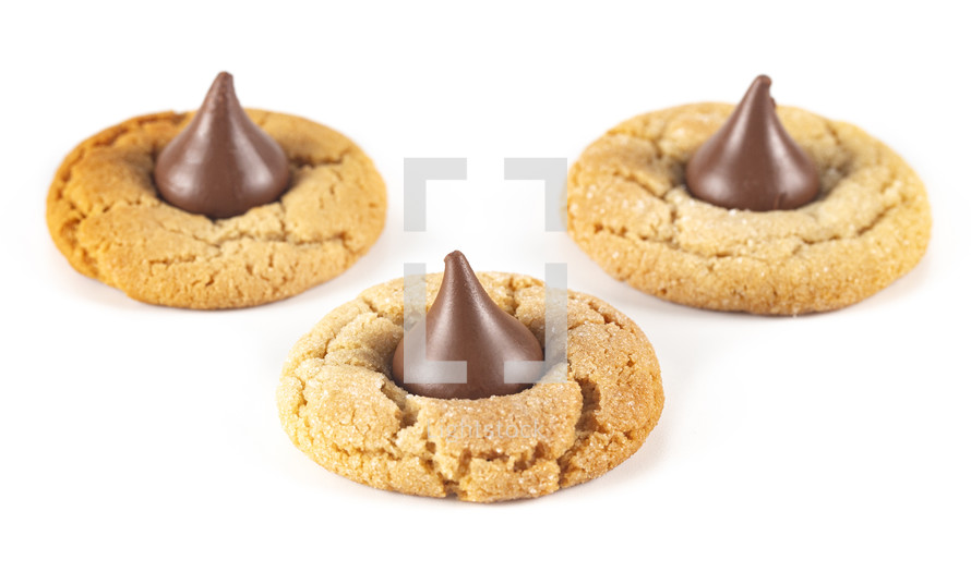 Classic Peanut Butter Blossom Cookies Isolated on a White Background