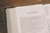 Bible opened to Matthew