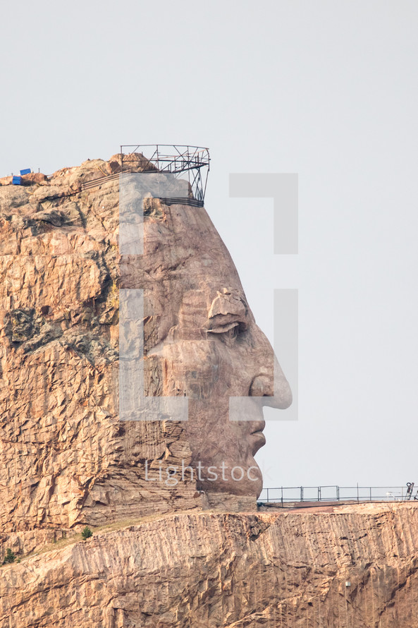head carved into a mountain
