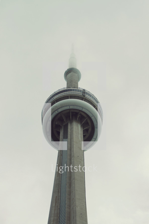 CN Tower on a cloudy day.