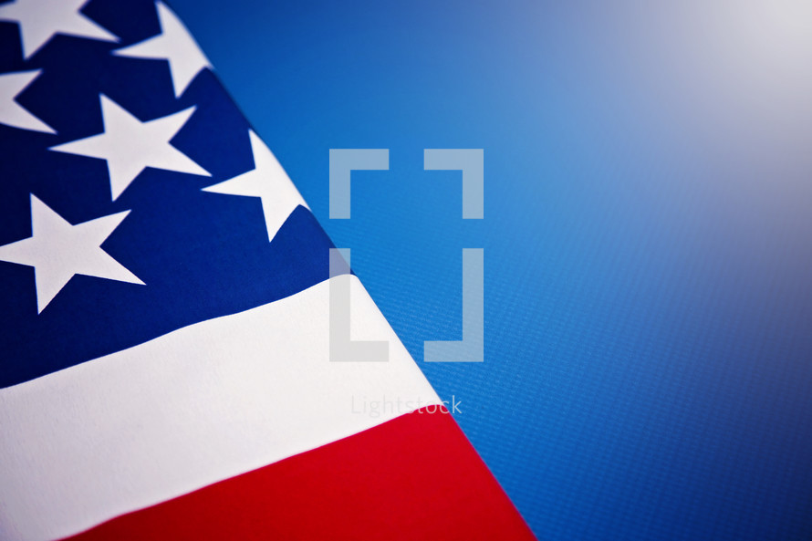 American flag and blue background 