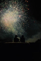 children watching fireworks 