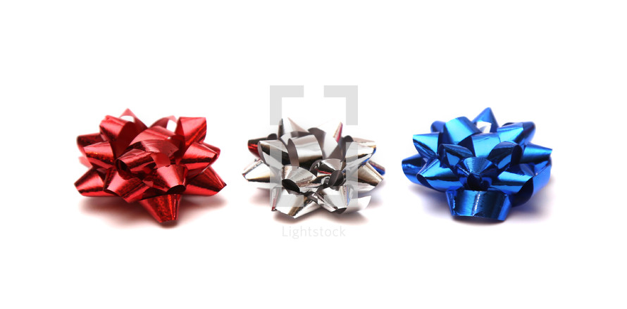 red, silver, and blue bows 