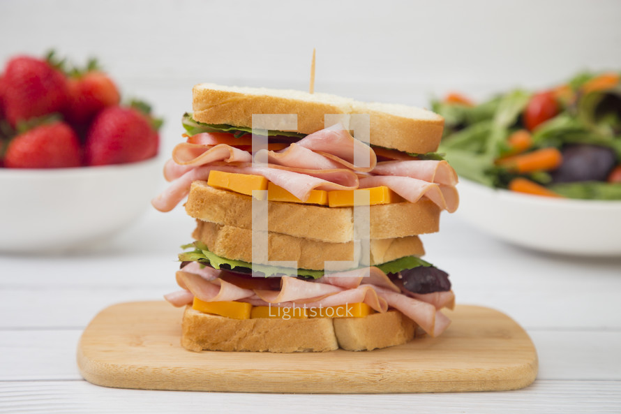 stacked ham and cheese sandwich 