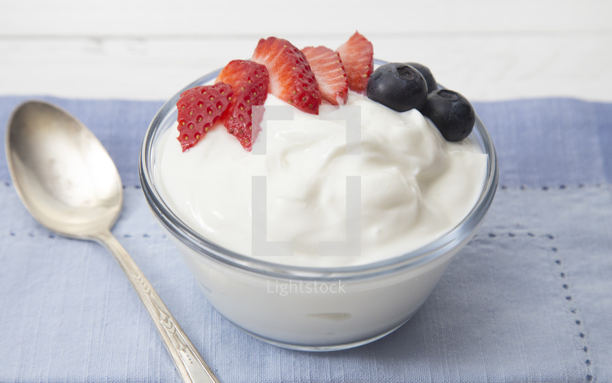 Greek Yogurt Topped with Fresh Berries