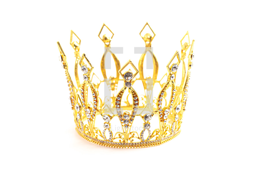 Small Golden Crown Isolated on a White Background