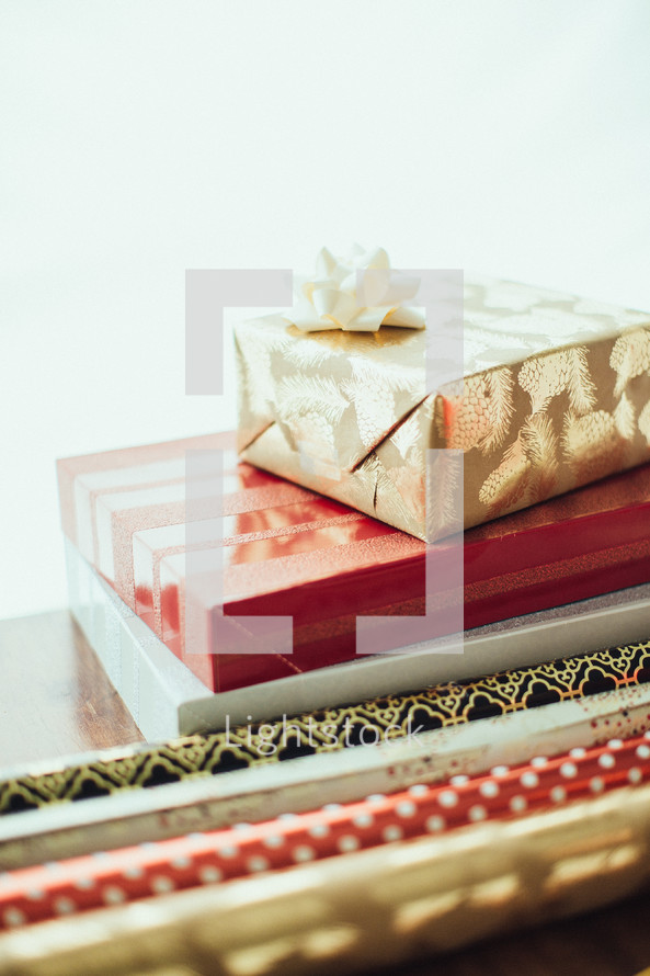 Christmas gifts and wrapping paper 