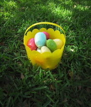 Easter egos in a bucket.
