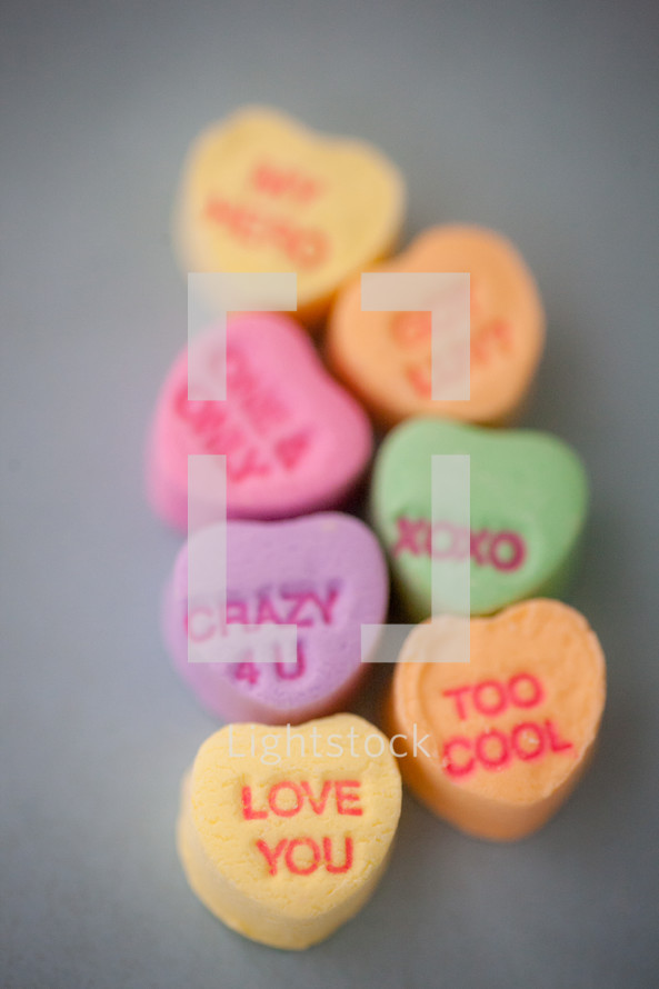 candy conversation hearts for Valentine's Day 