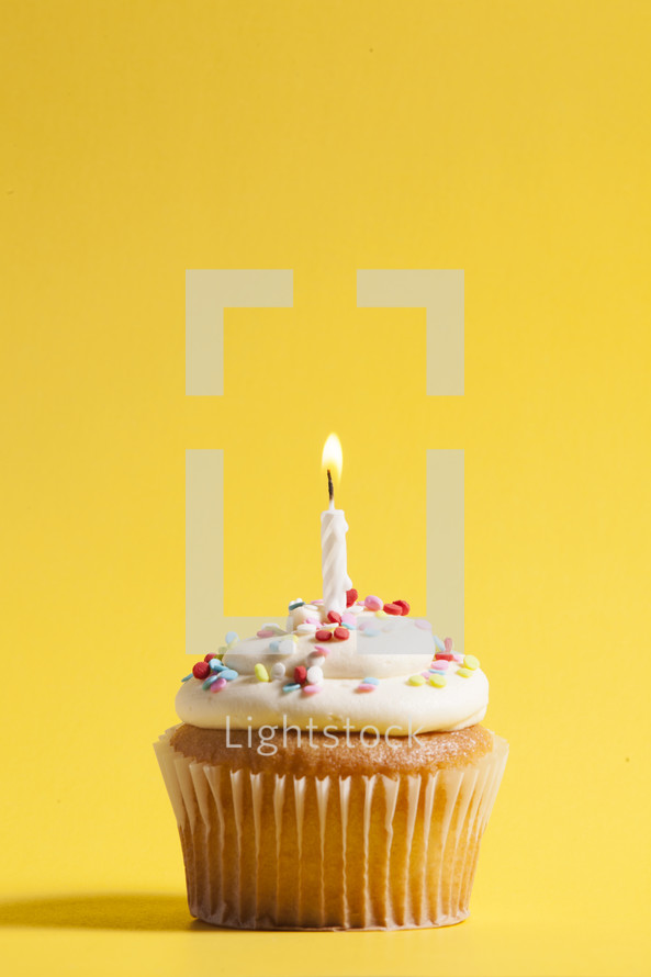 cupcake against a yellow background 